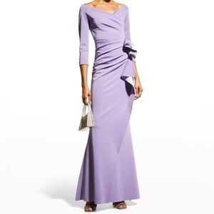 Chaira Boni La Petite Robe Size 8 Silveria Off Shoulder Side Drape Gown